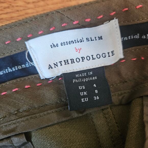 Anthropologie The Essential Slim Moss Green Cargo Pants Size 0 Pristine Cond - Picture 4 of 6
